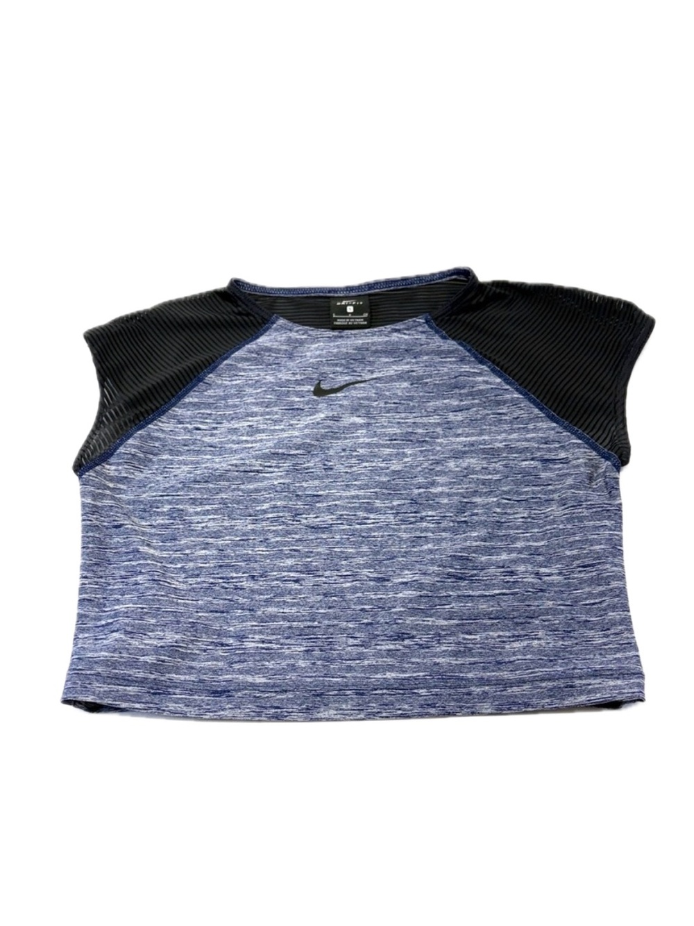 Nike Pro Dri-FIT Engineered Mesh Raglan Crop Top Blue Heather Size XS
